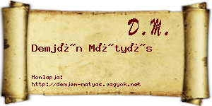 Demjén Mátyás névjegykártya